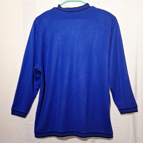 Vintage Royal Blue Cardigan with Black Accents, Silver Buttons, Sz 18, NWOT - Picture 10 of 14